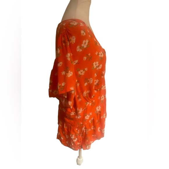 Old Navy Women’s 2X Blouse Orange Floral V-Neck Short Sleeve Top Plus Size NWT - Picture 4 of 7